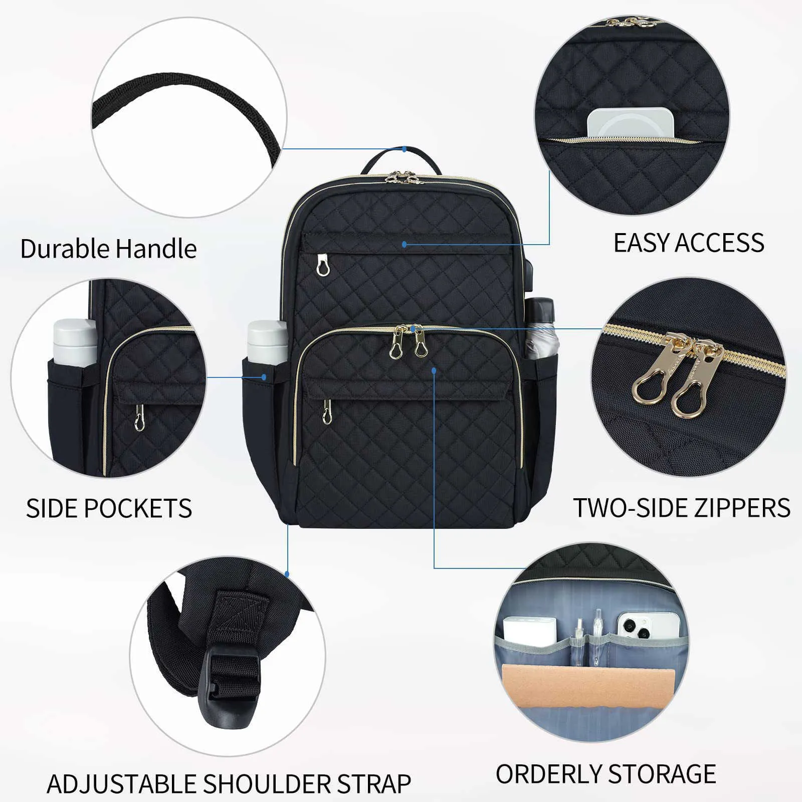 Women S Computer Laptop Backpack Business Commuting Large Capacity Student Schoolbag Outdoor Back Pack 241224_voghion.com