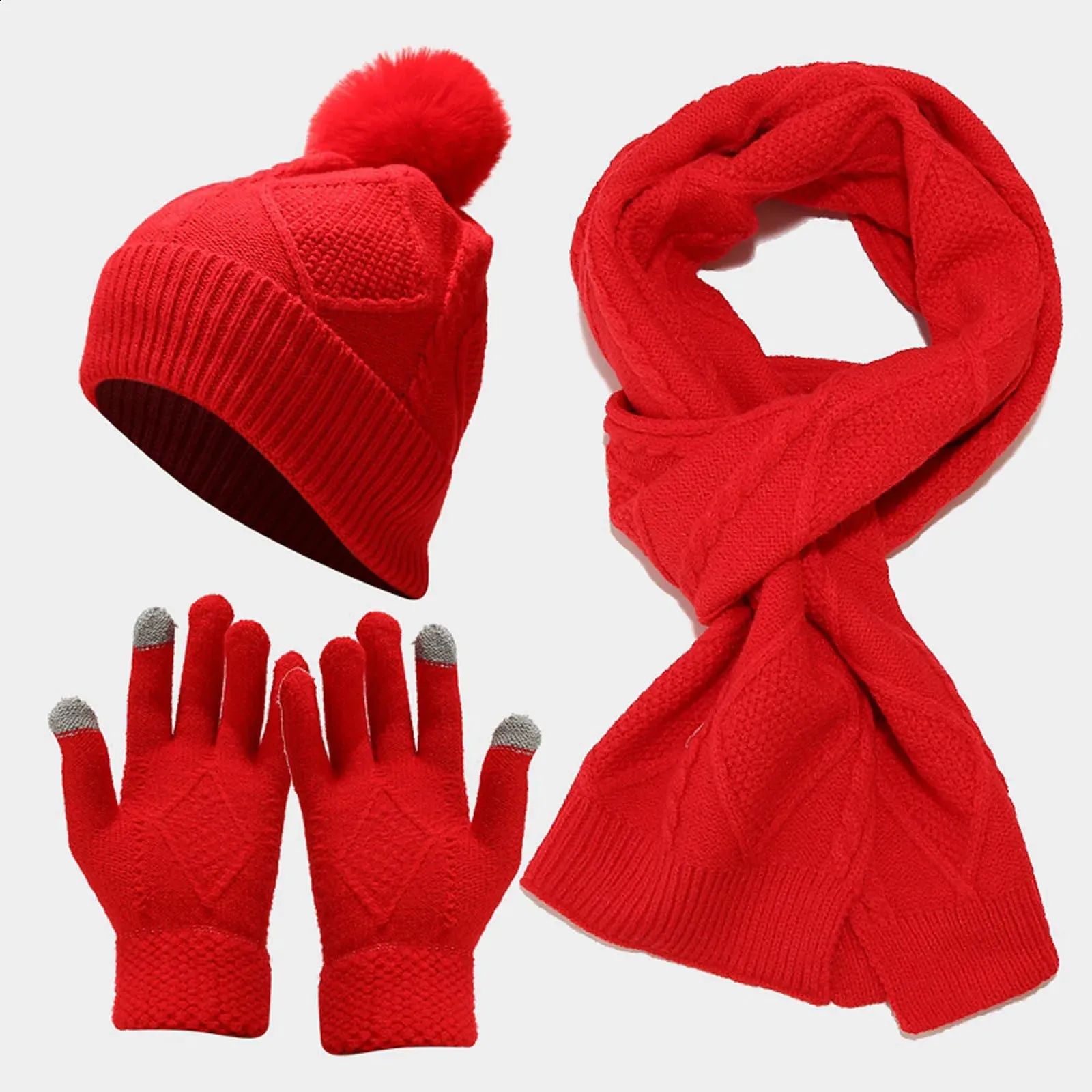 Winter Beanie Scarf Gloves Set Warm Fleece Knit Accessories for Cold Weather Wom 14 Best Winter Accessories Deals on Gloves, Hats, More main image 3