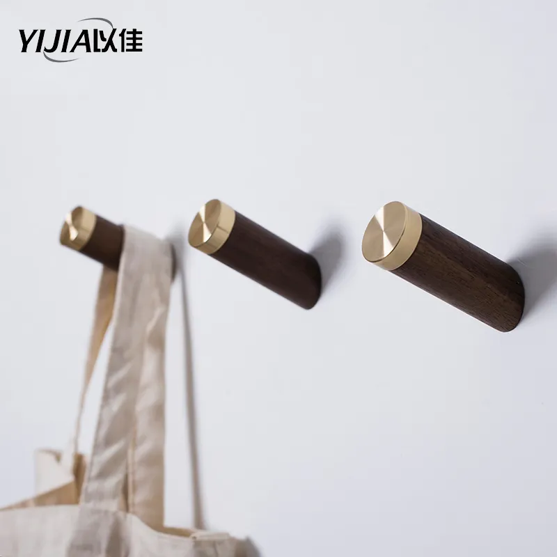 Japanese Robe Hooks Premium Quality Rustic Wall Mounted Coat Hooks - Antique Brass & Wood ...