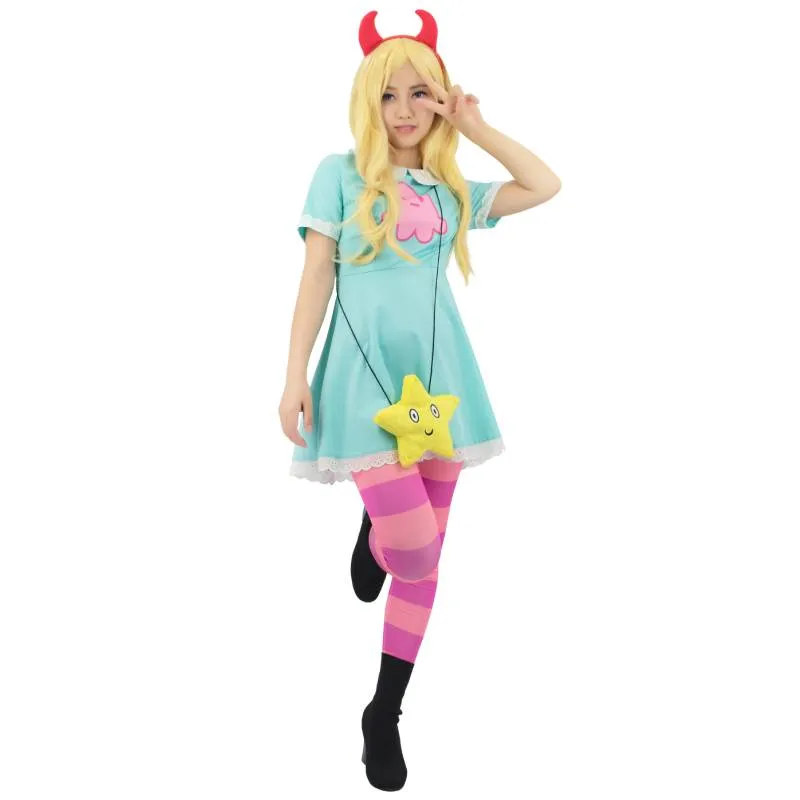 WENAM Green Princess Star Butterfly for Girls - Perfect for Halloween and Anime Parties with Headwear and pink crossbody bag WENAM Green Princess Star Butterfly for Girls - Perfect for Halloween and Anime Parties with Headwear and pink crossbody bag