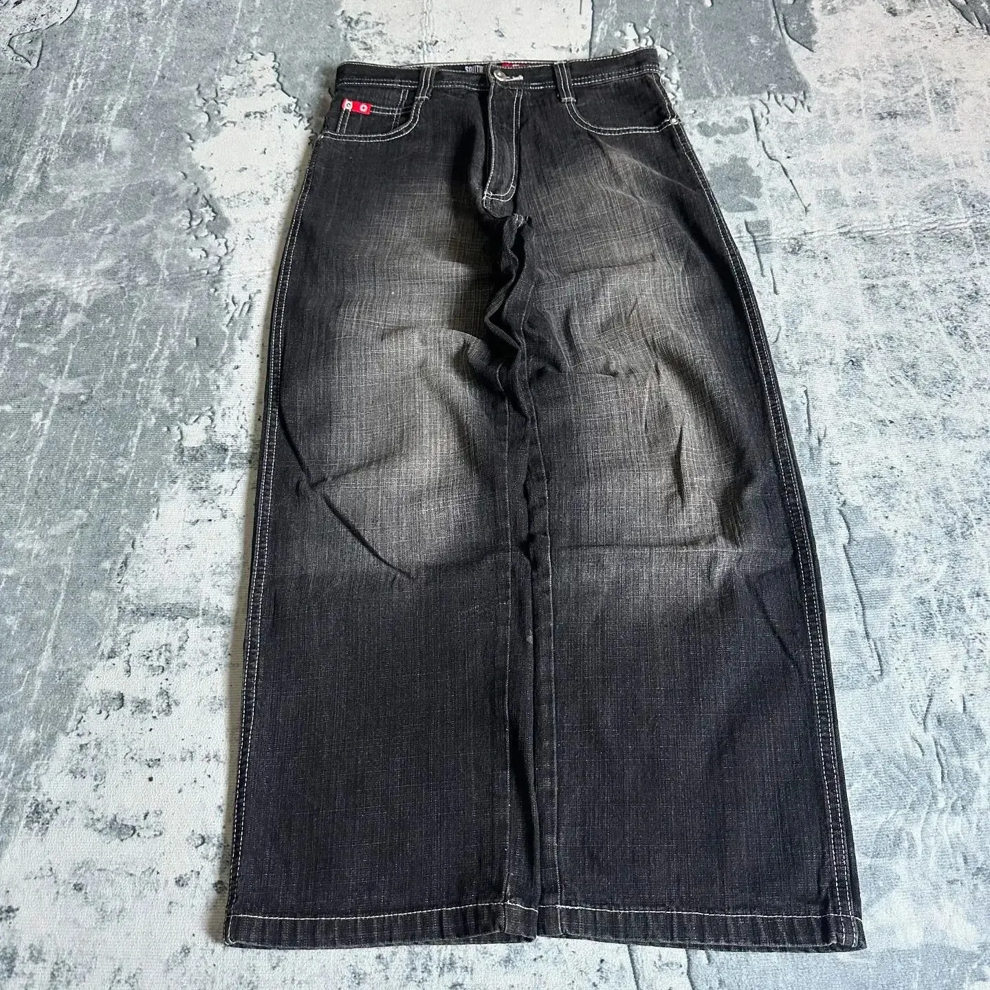 Jeans Holgados Cintura Alta Jeans HDLTE Mujer Pierna Ancha Cintura Alta - Estilo Y2K Años 90 Blanco Jeans Estilo 90s Y2K