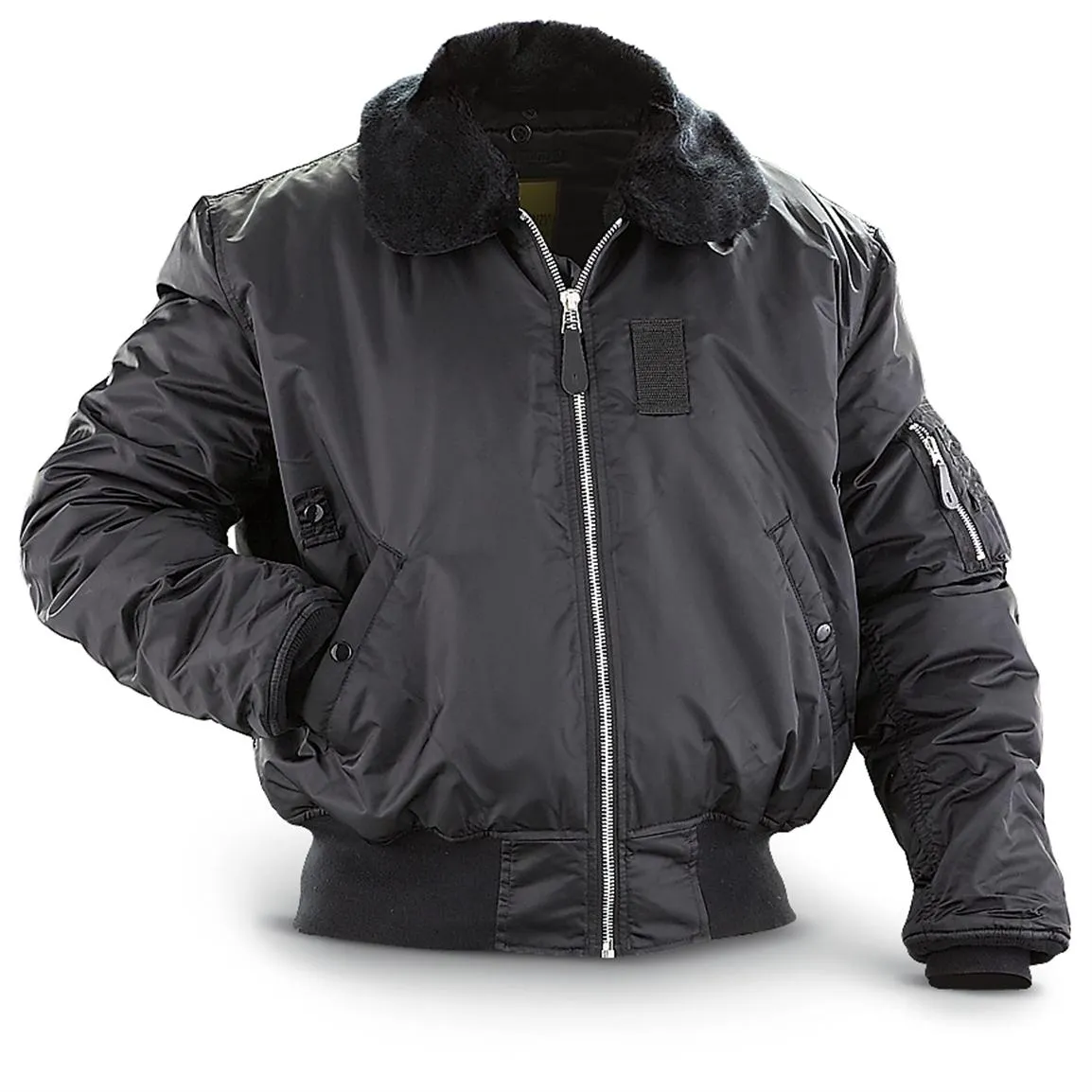 Veste Pilote B-15 American Navy En Cuir Véritable - Noir, Style Bomber, Taille Régulière, Neuf Avec étiquettes