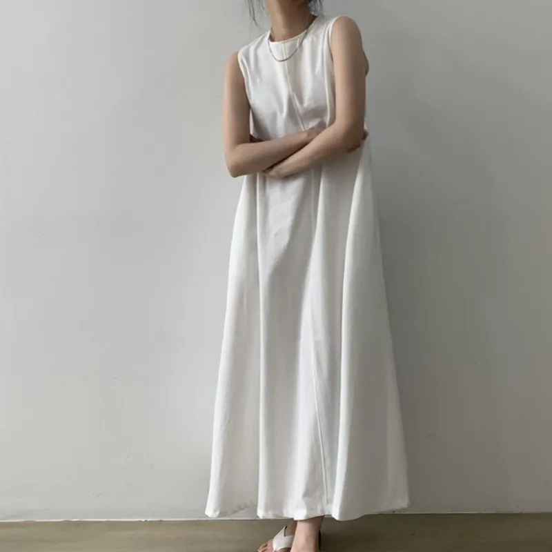 Nordic Women's White Cotton Linen Tank Dress