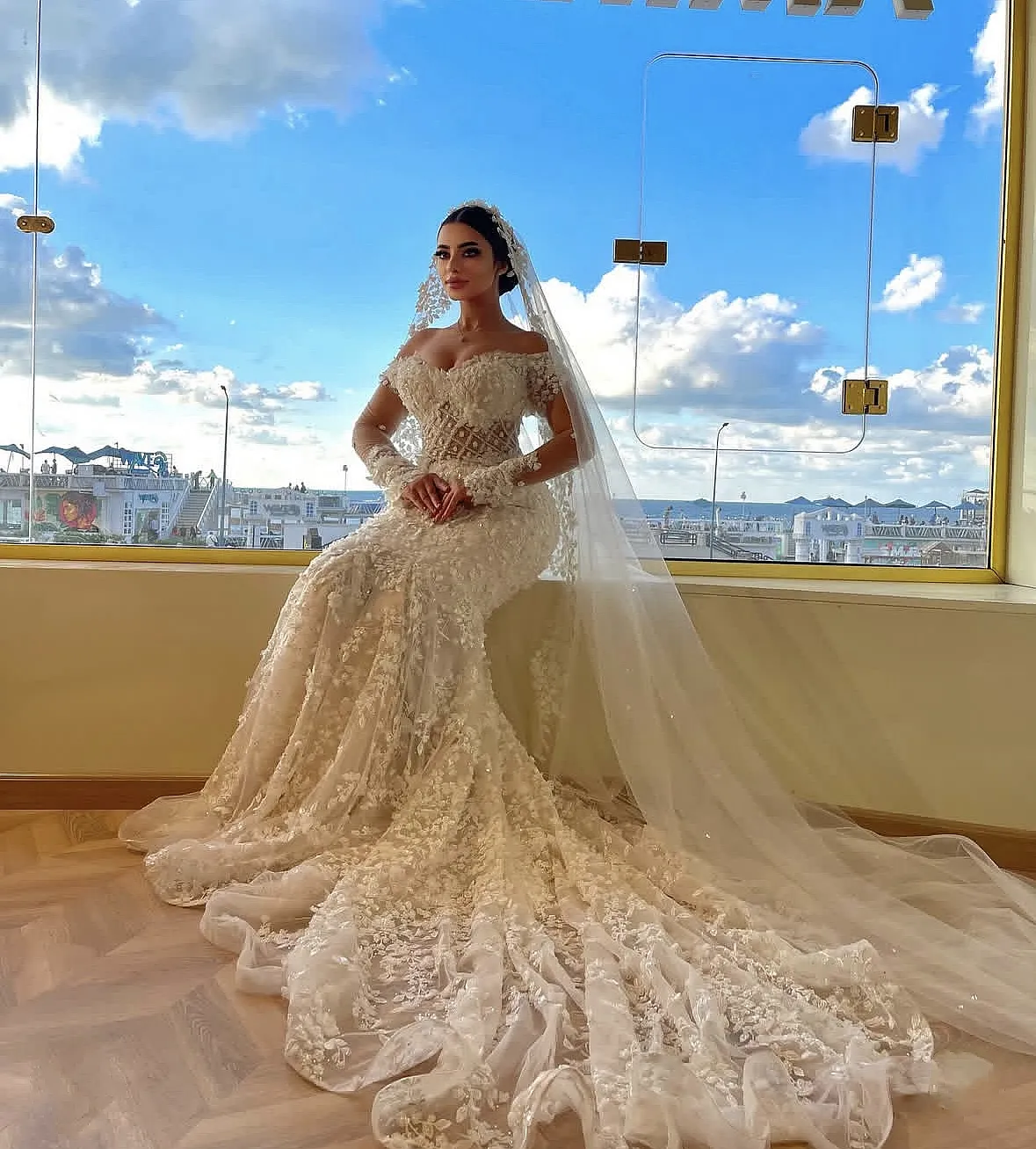 Boho Wedding Dresses Mermaid One Shoulder Sleeveless Court Train Stretch Fabric Bridal Gowns