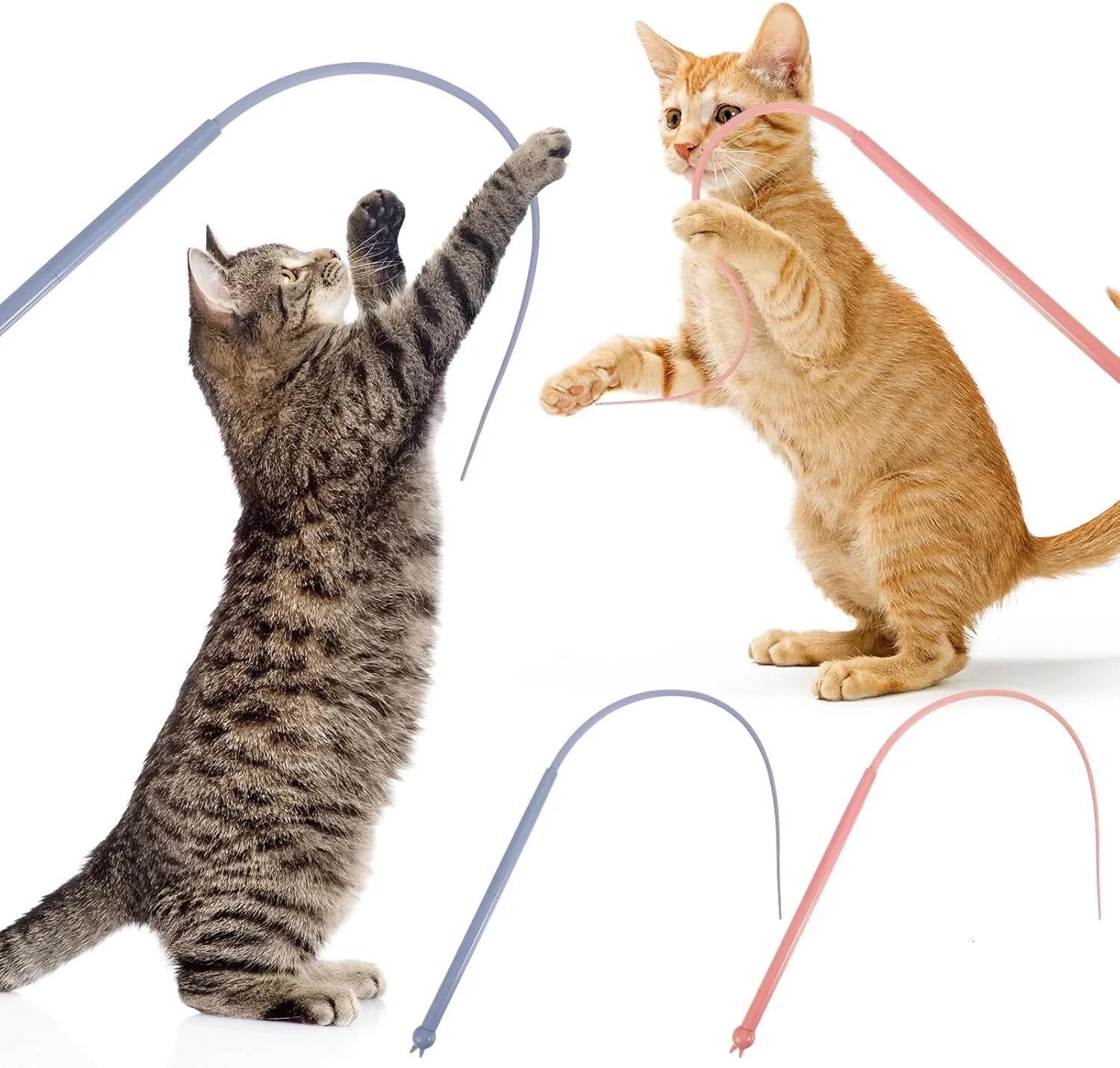 Interactive Silicone Cat Teaser Stick Set For Indoor And Outdoor Play ...
