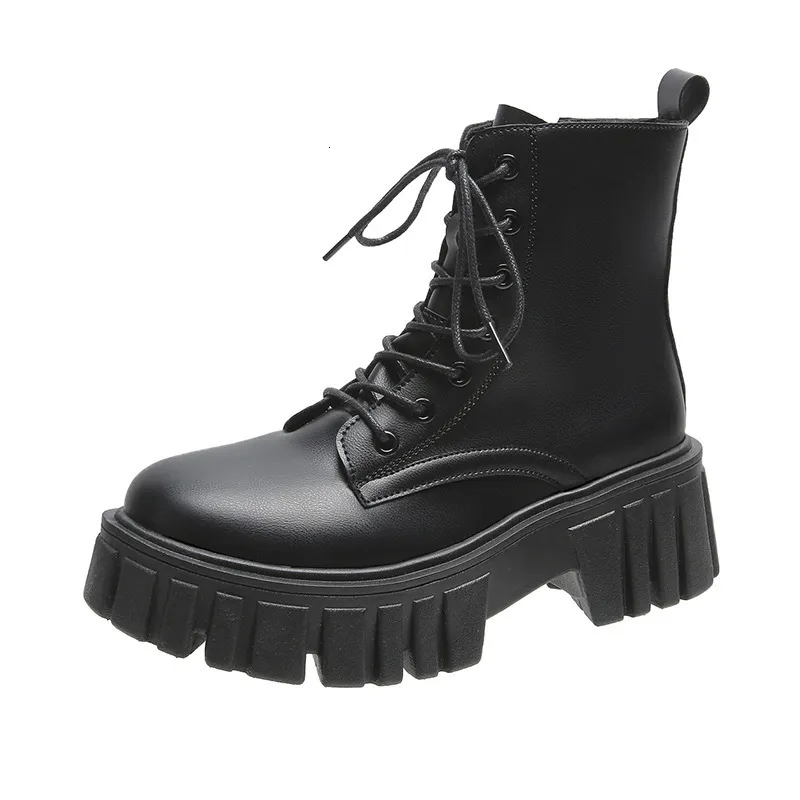Lace Ddmywed Thick Up Martin Women Autumn And Winter Version Leather Faced Boots Comfortable Soft Soled S Midsole_voghion.com