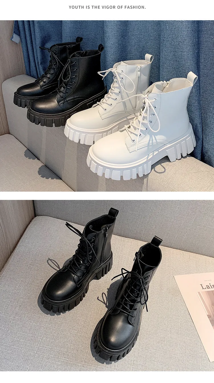 Women's Leather Lace-up Martin Boots Comfortable Winter Outdoor_voghion.com