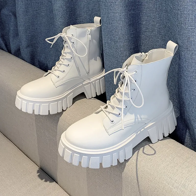 Lace Ddmywed Thick Up Martin Women Autumn And Winter Version Leather Faced Boots Comfortable Soft Soled S Midsole_voghion.com