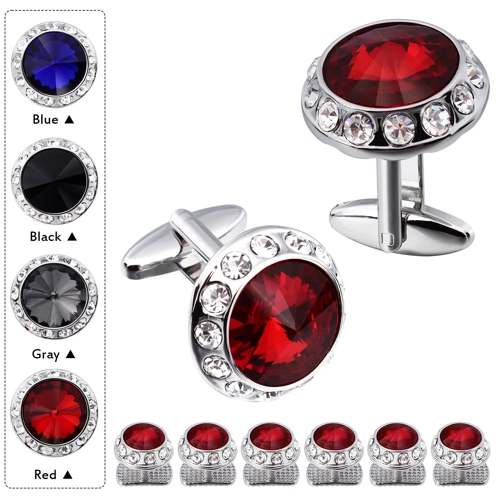 HAWSON Men's Tuxedo Studs & Cufflinks Set - Birthstone Formal Wedding Accessories