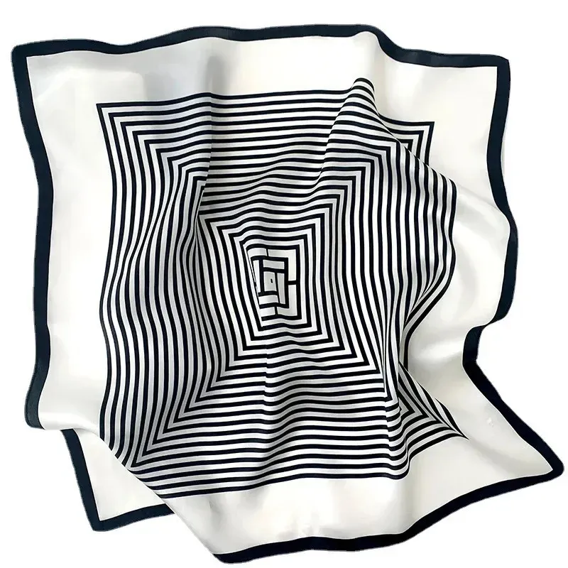 Black White Striped Silk Neck Scarf For Women Soft... From Landong06 ...