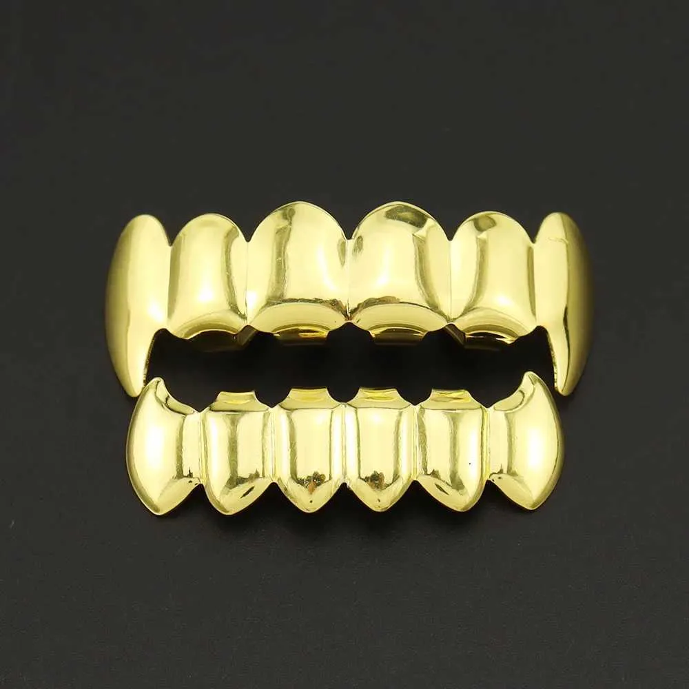 Hip Hop Gold Color Teeth Grillz Gold Plated Dental Grills with Crystal ...