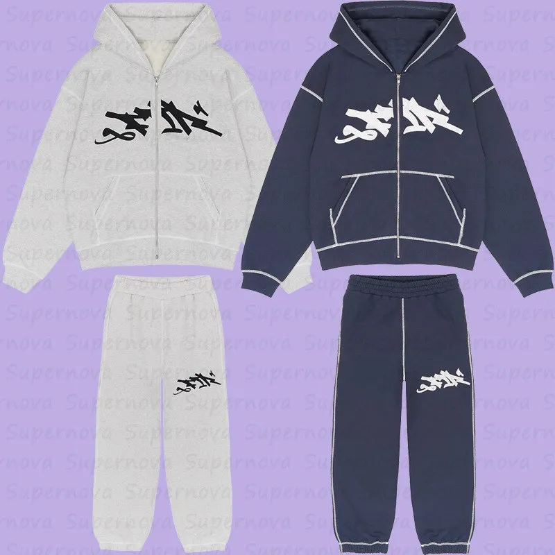 Y2K Oversized Zip Up Zip Up Sweatshirt Set Trendy Aesthetic