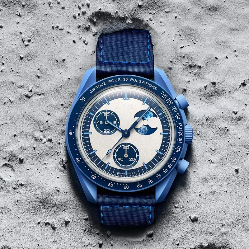 Moon Quarz Chronograph Watch Full Function Chronograph With