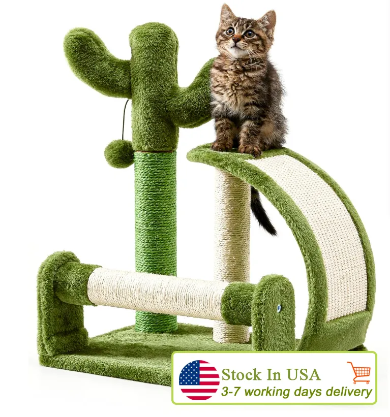 Cat Tree Scratching Post With Sisal Rope Cactus Design For Indoor