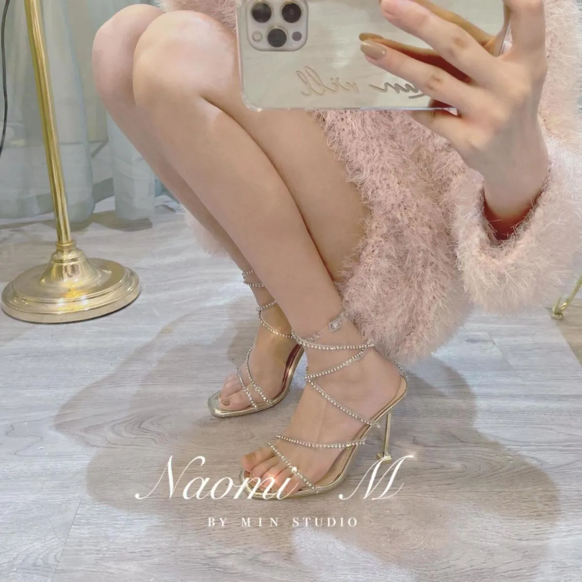 New Ddmywed Summer Square Head Rhinestone Sandals Slim Heel Open Toe High Heels Crystal Sexy One Line Roman Shoes Female_voghion.com