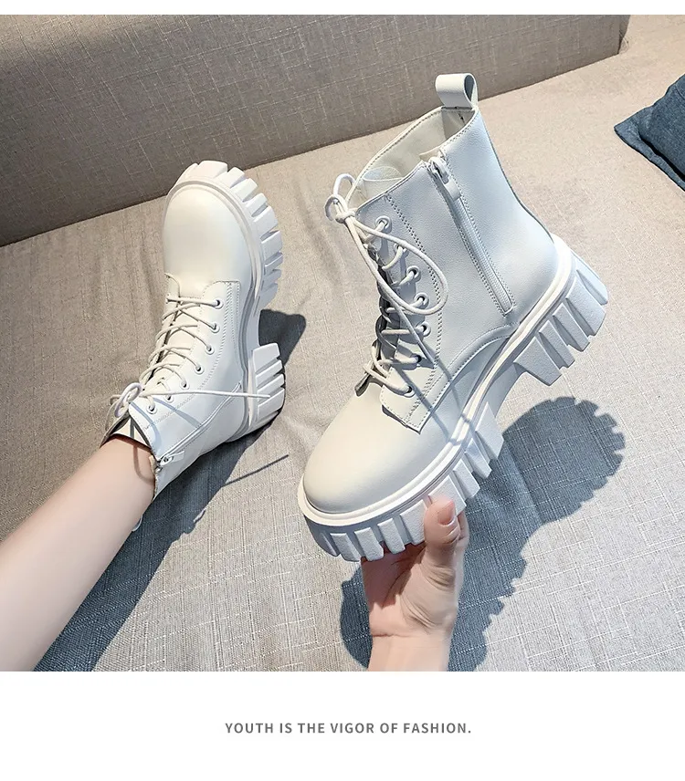 Women's Leather Lace-up Martin Boots Comfortable Winter Outdoor_voghion.com