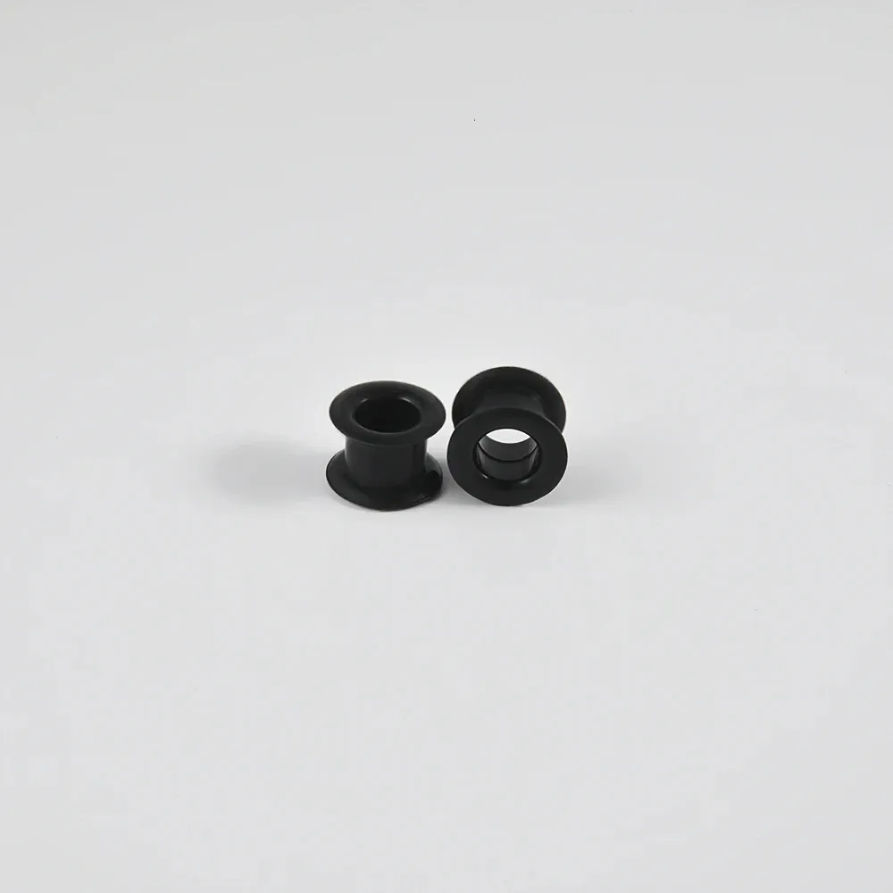 COPPIA di tappi per le orecchie flessibili in silicone nero, di grandi dimensioni, a doppia svasatura, cavi, per piercing al lobo 241217_voghion.com