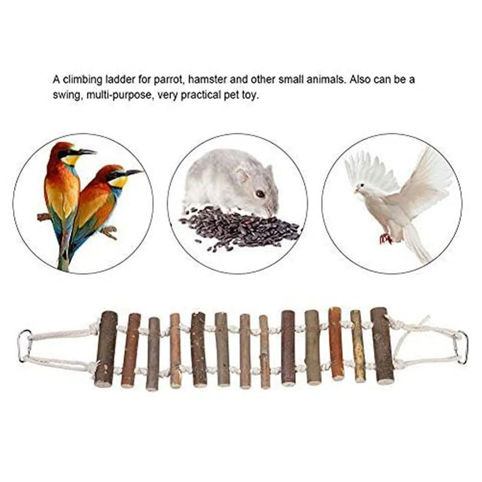 Wooden Parrot And Hamster Climbing Ladder Perch Stand Pet Bird Cages ...