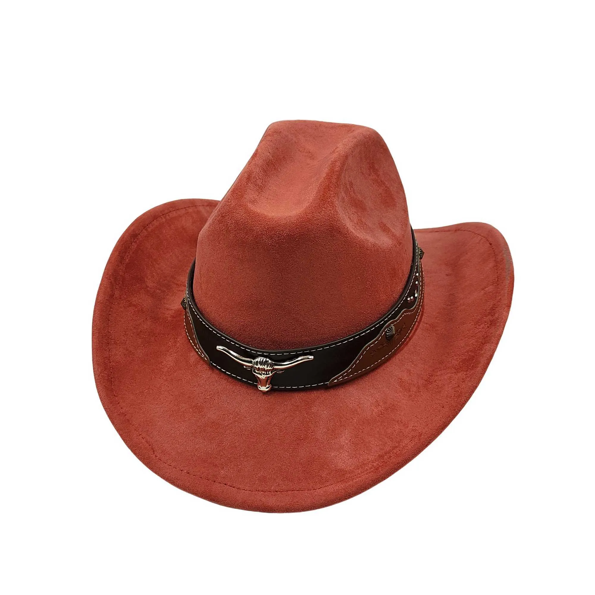 8435 Unisex Western Suede Cowboy Cowgirl Hat Classic Wide Brim Fedora Deago Western Suede Cowboy Hat for Men Women Classic Roll Up  main image 2