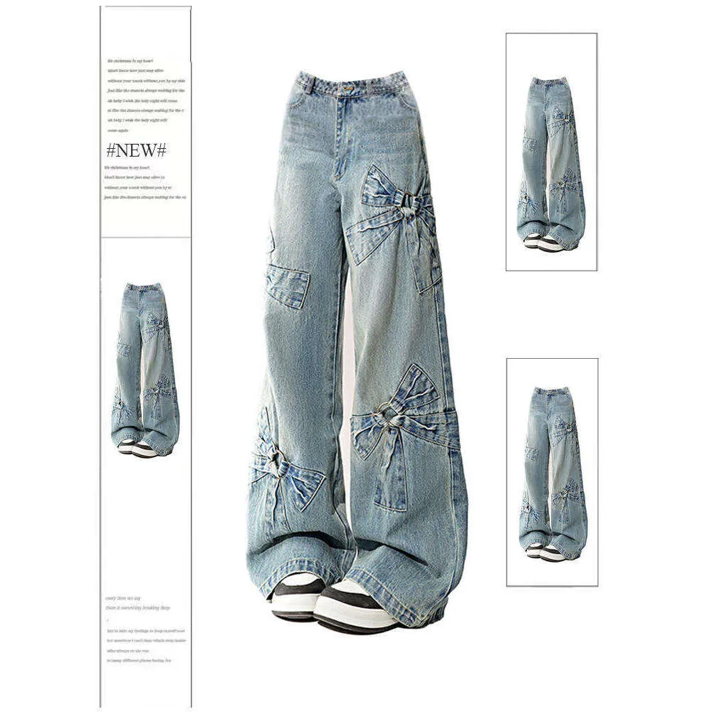 Womens Blue Baggy Denim Jeans - Y2K Oversize Harajuku Style