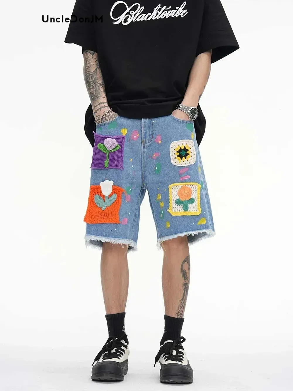 Men's Denim Shorts Graffiti Patchwork Design,... From Cool_jack, $40.13 ...