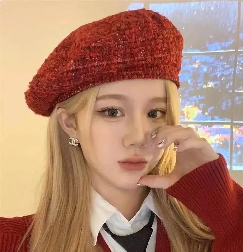 Save Big on Bulk Womens Beret Winter Hats Berets Hats Womens Beret Hat  Retro Red Plaid Wool Blend Octagonal Cap Autumn Winter Warm Artist Hat Chic 