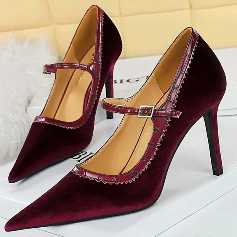 She Pumps Wholesale Womens Burgundy Velvet Pointed Toe Pumps 10cm... At Only $23. ...