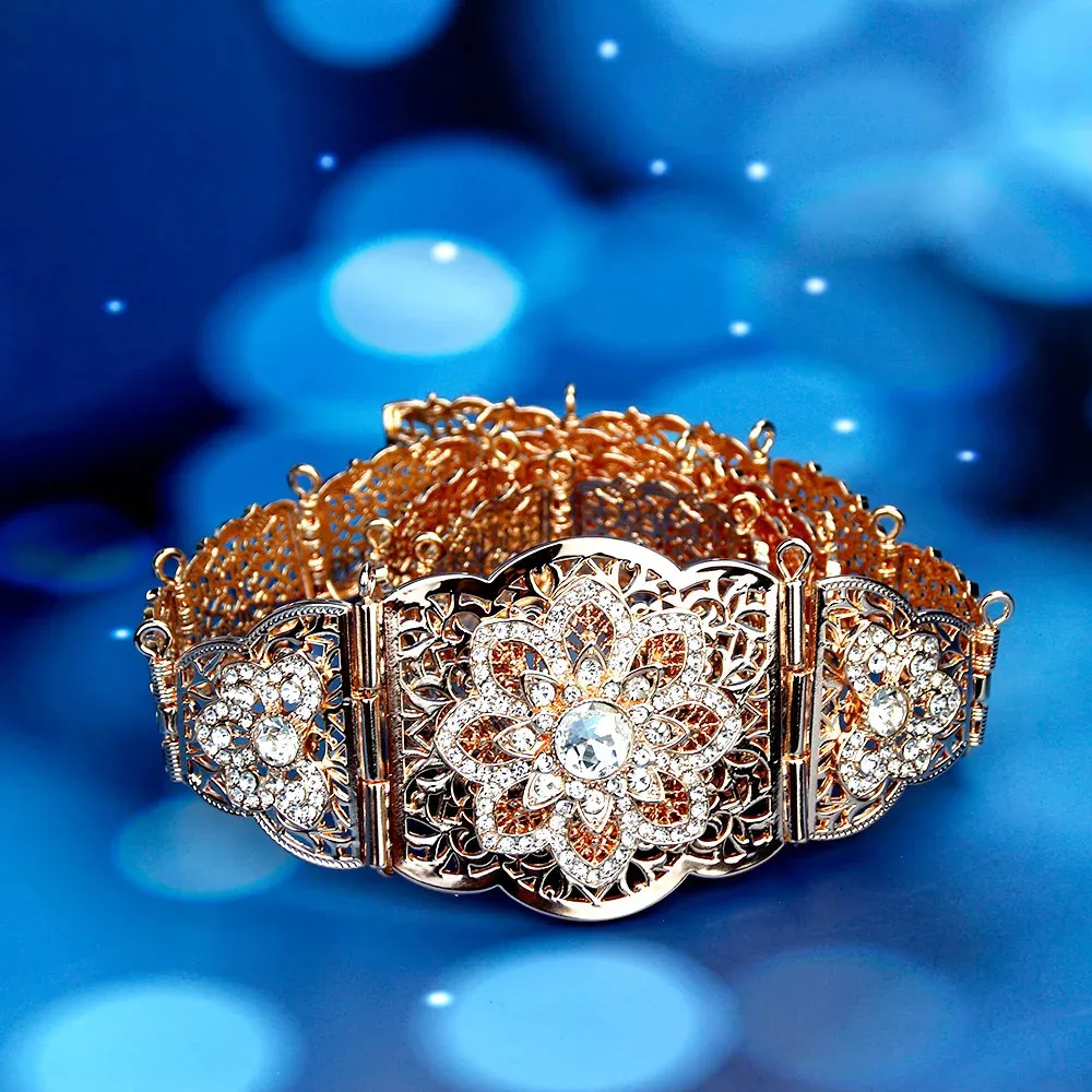 Rose Gold Crystal Morocco Waist Chain Belt for Women Adjustable, Elegant  Wedding Caftan Jewelry