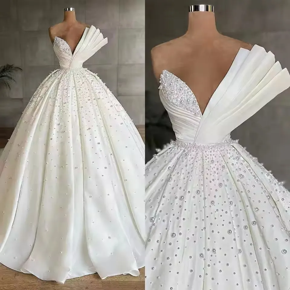 Satin Chic A-line Wedding Dress V-Neck Sleeveless Design Sweep Train High Split