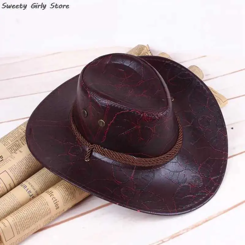 Women's Leather Cowboy Knight a bucket hat with...