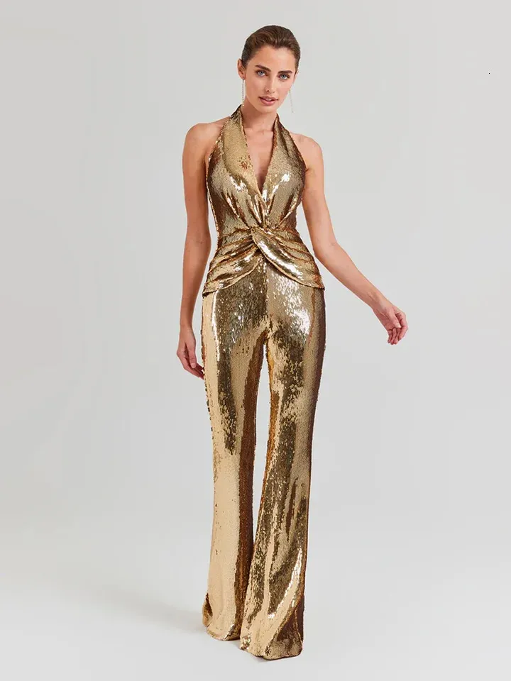 Rose Gold Dressy Jumpsuits Plus Size HELLO? SUNSET GOLDEN YELLOW