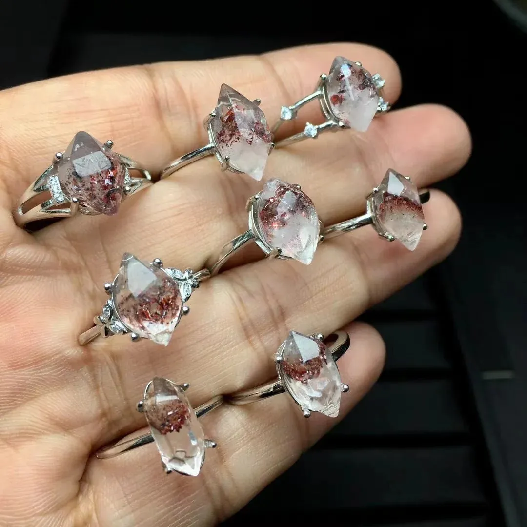 Sterling Silver Red Strawberry Quartz Super Ring Reiki Healing