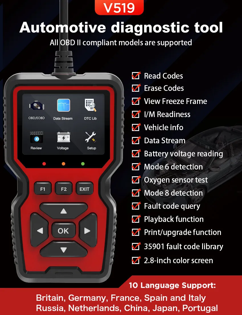 2026 Universal V519 OBD2 Scanner USB Diagnostic Code Reader Tool for ...