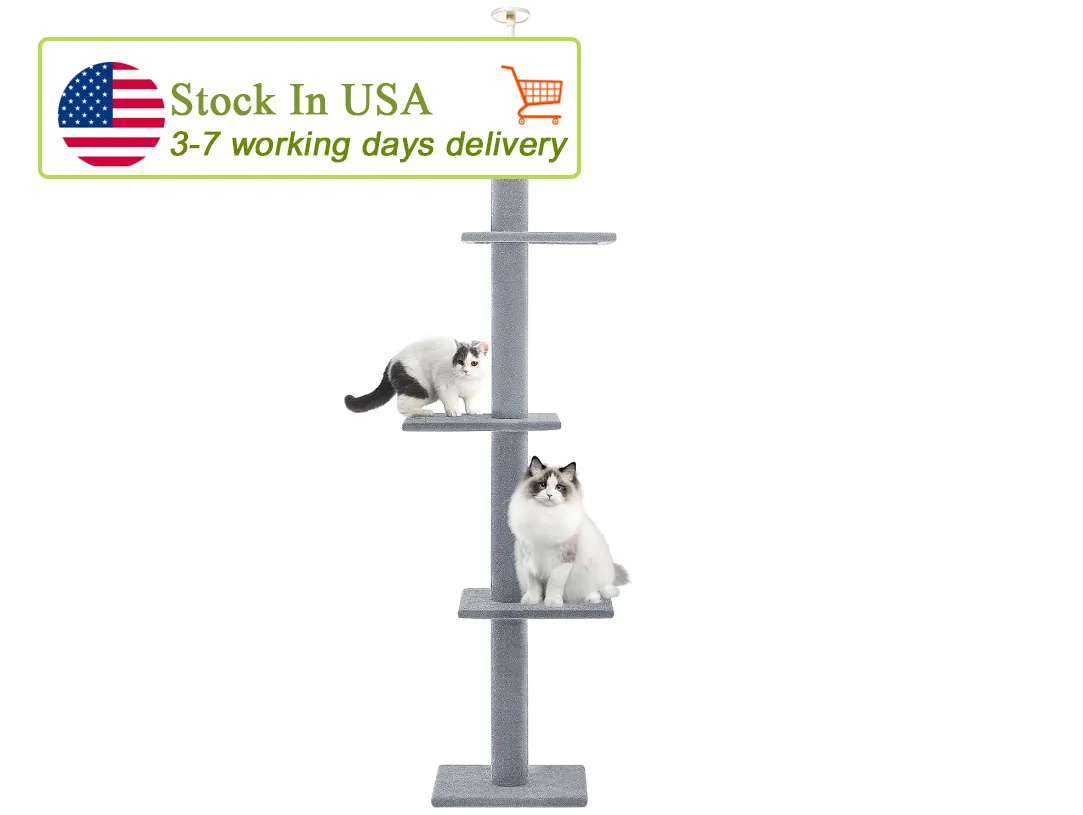 Cat Tree Scratching Post Floor To Ceiling Adjustable Height Cat