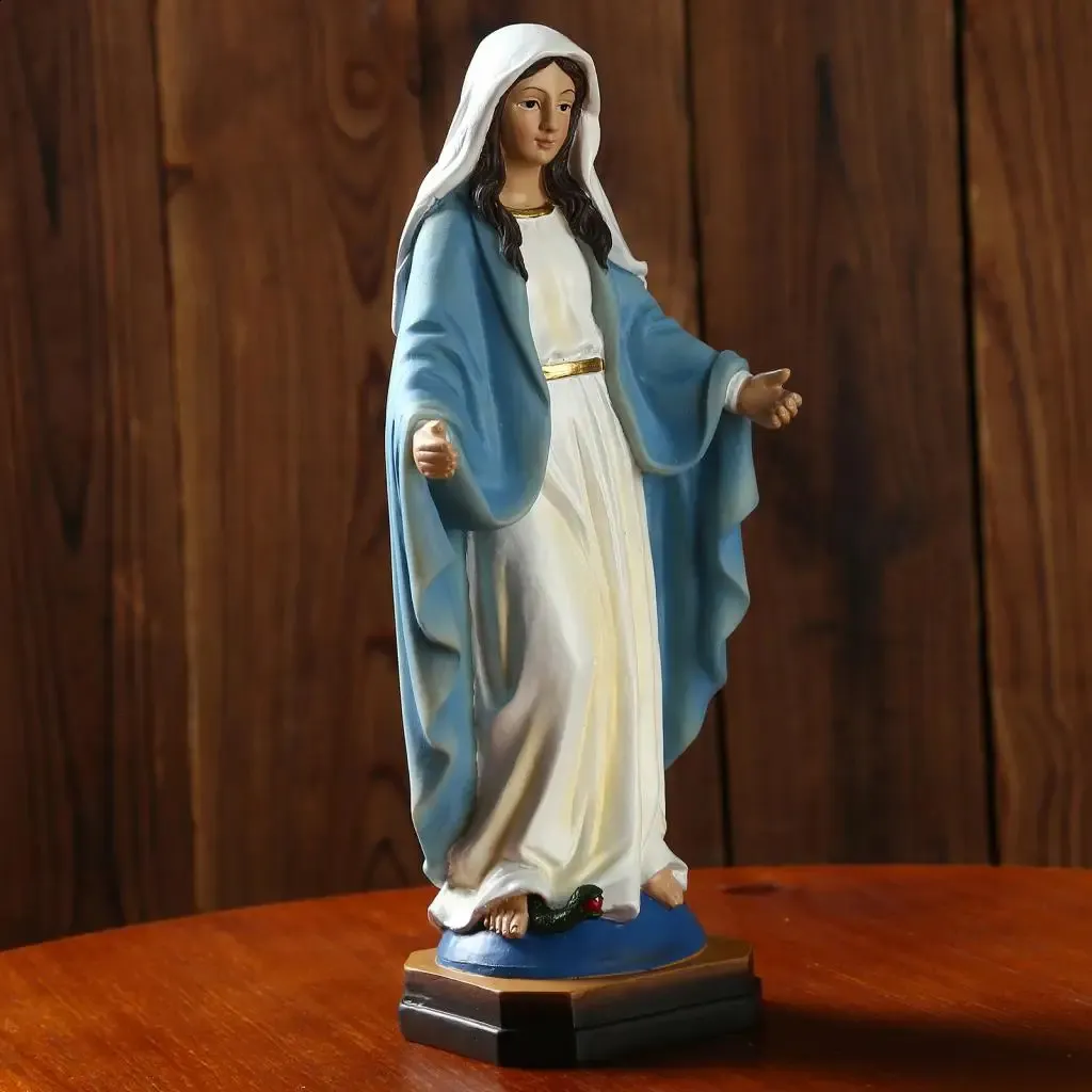 Virgin Mary Statue Figure, Handcrafted Resin Religious Figurine, Xmas ...
