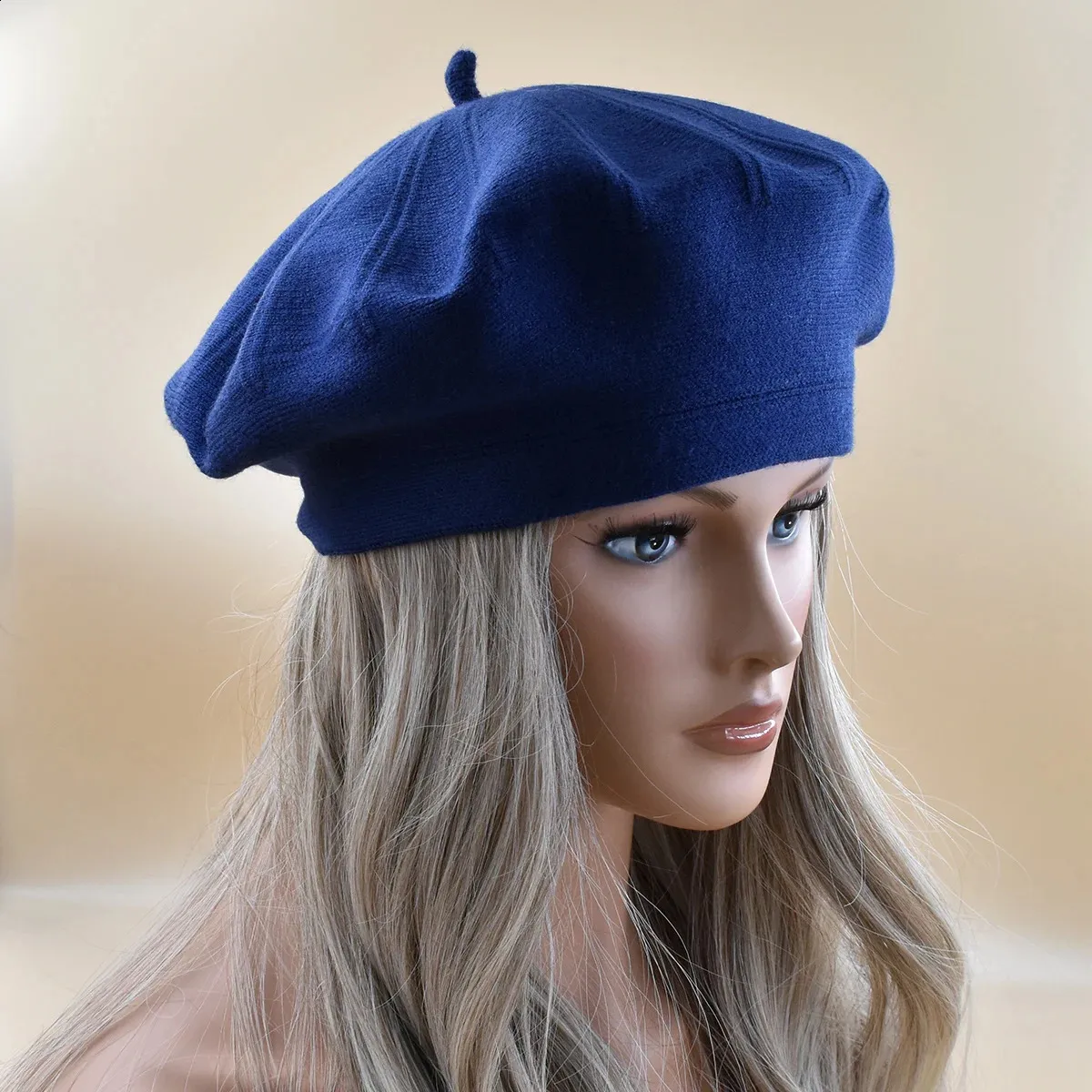 ✓ DHgate 베레모 모자 : 여성용 니트 베레모 모자 여성용 소프트 흰색 양모 블렌드 베레모, 따뜻한 줄무늬 겨울 모자, 가볍고  편안함 | 다양한 베레