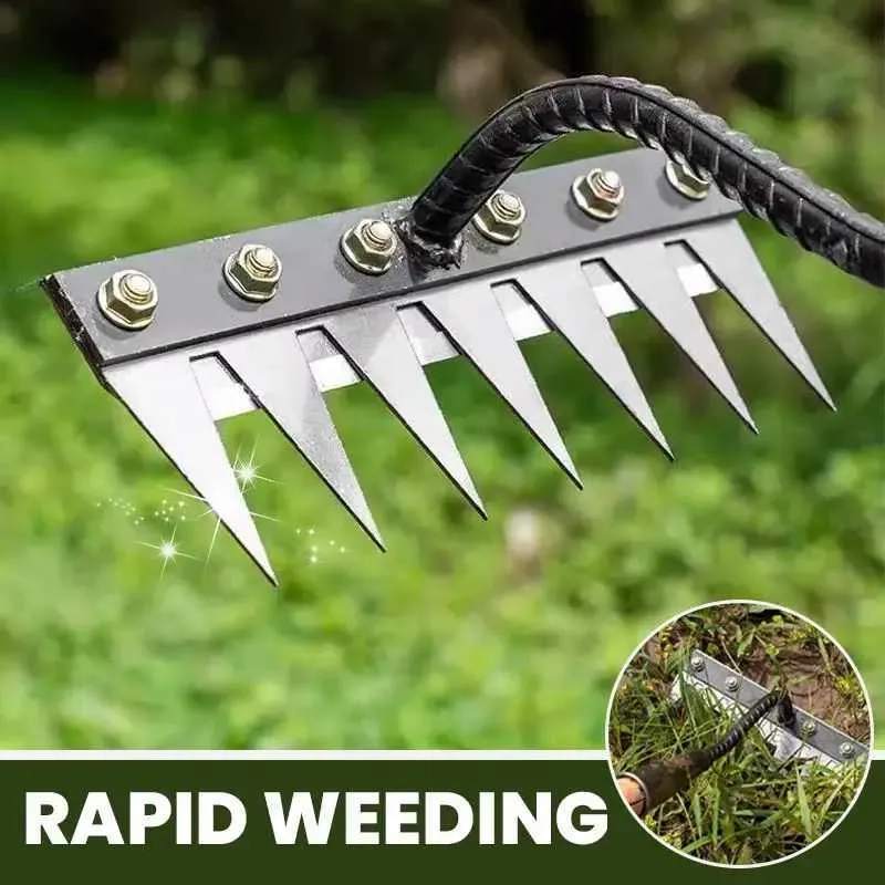 Carbon Steel Garden Weeding Rake - 5/6/7/8 Teeth, Removable, Multi ...