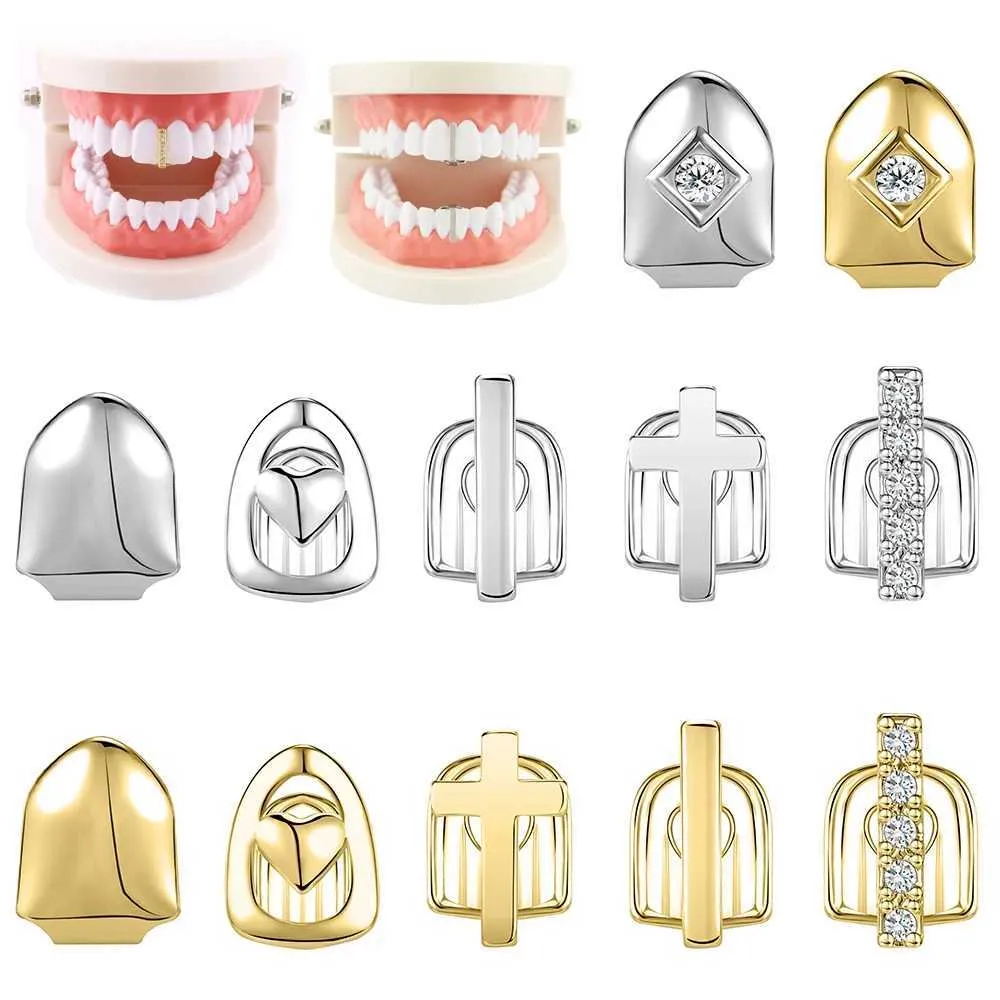 18K Gold Plated Cross Pattern Dental Grillz Tooth Clip Jewelry for Top ...