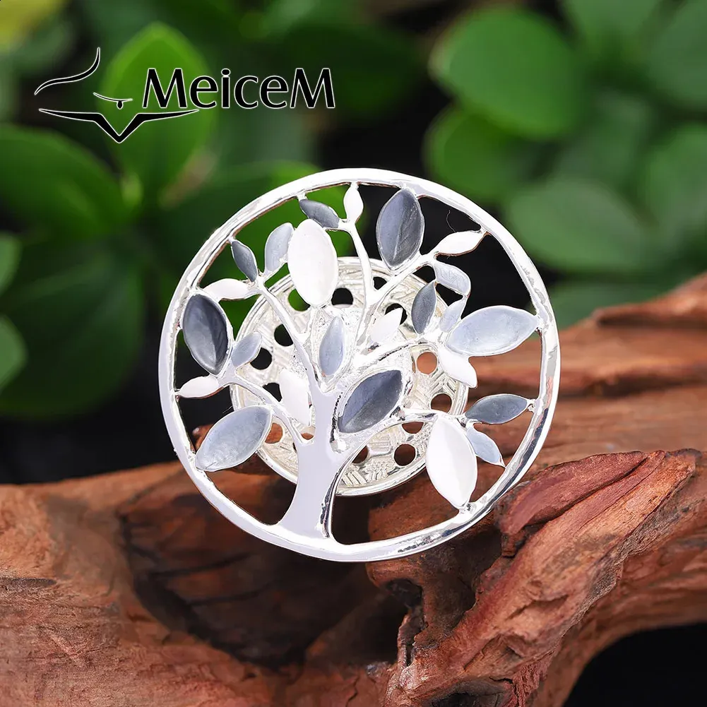 Magnetic Button Brooch Zinc Alloy Geometric Round Tree Of Life