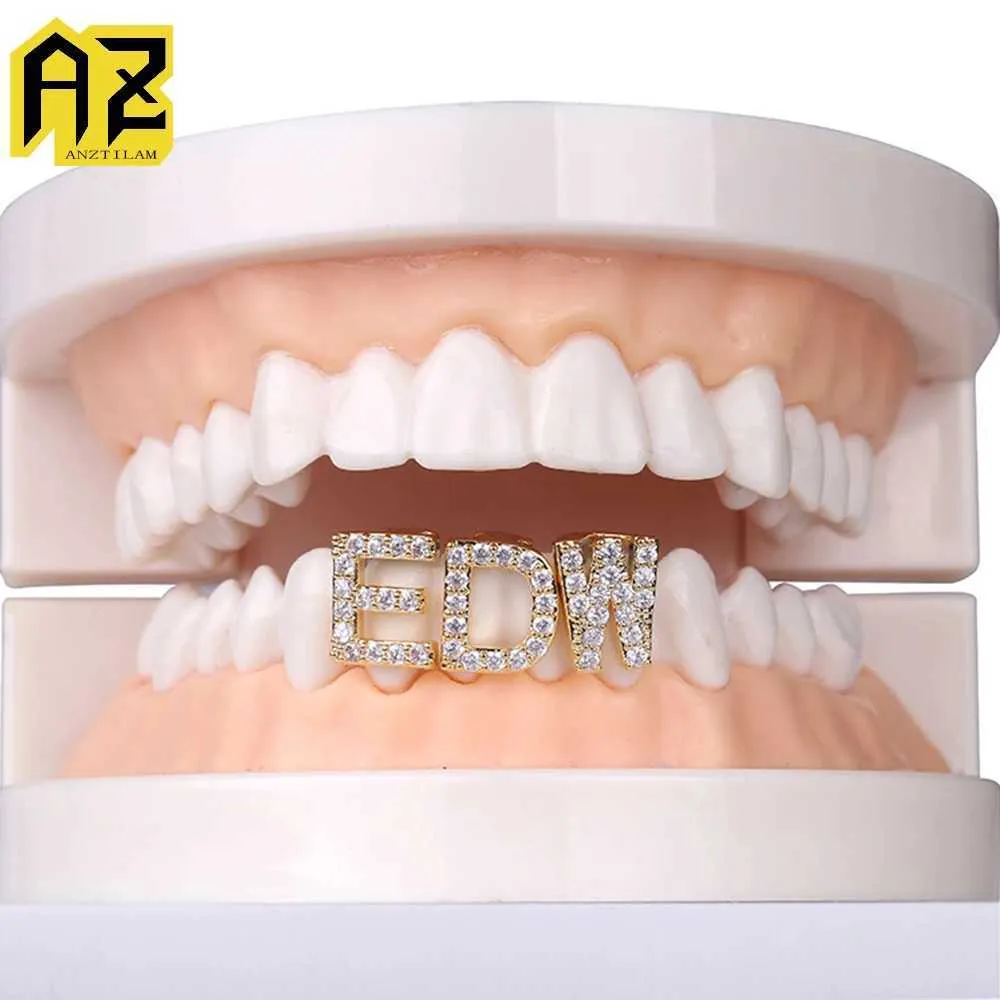 Custom Cital Letters Zircon Bling Single Tooth Grillz for Men and Women ...