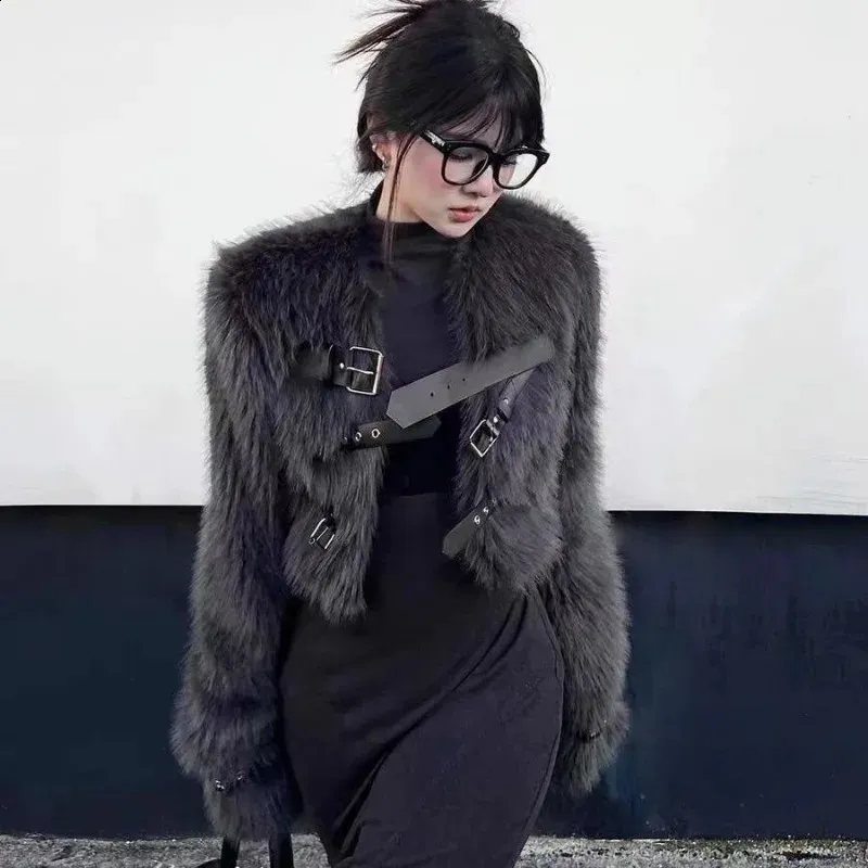 Women's Long Sleeve Faux Fur Cropped Fur Coat Trendy Autumn/Winter ...