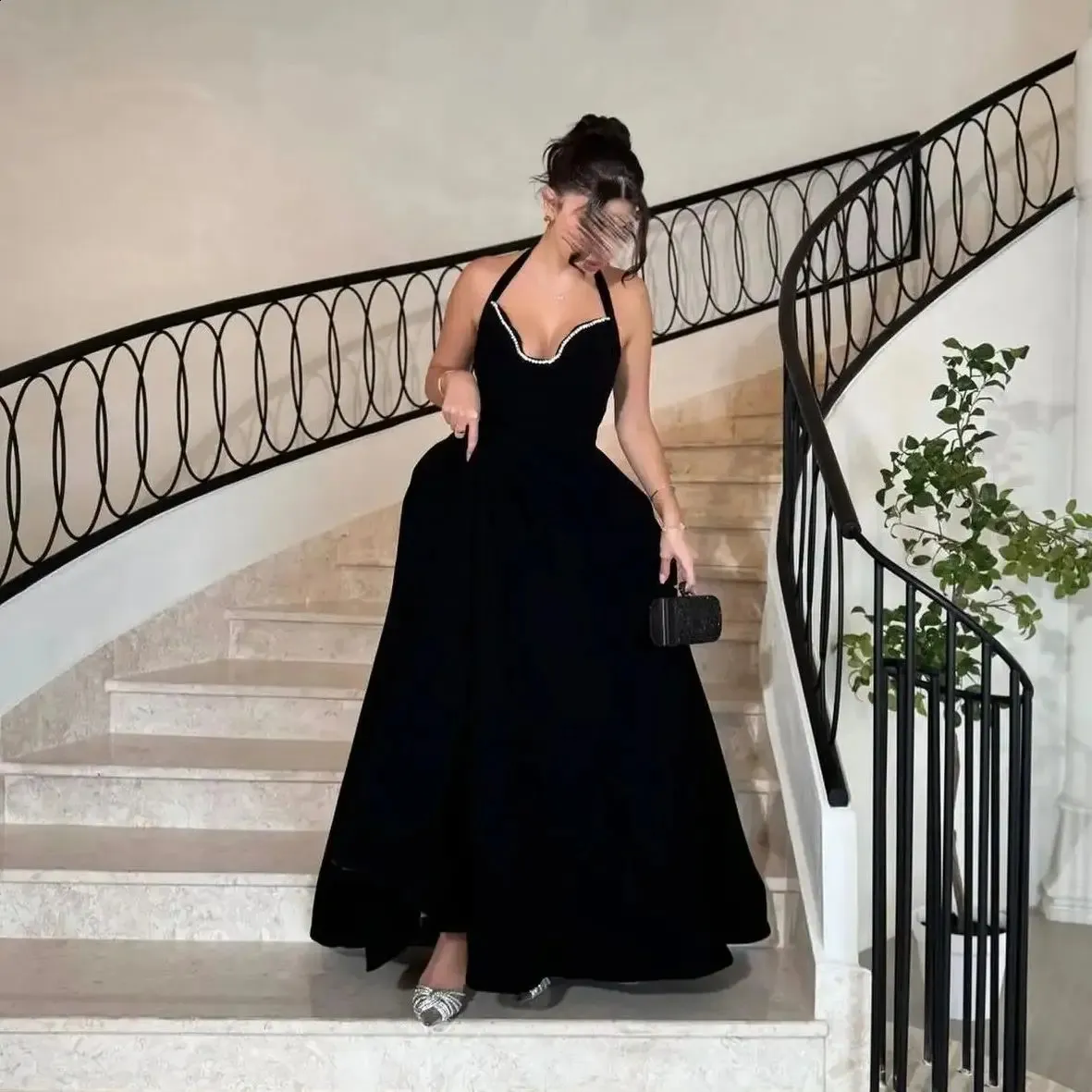 Adeli Black Beaded Halter Neck Floor Length Evening... From Charm_clothes,  $101.49 In Bulk | DHgate.Com