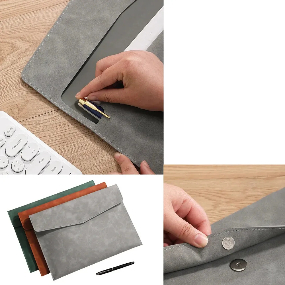 Simple File Bag Leather Document Folder: Business Briefcase Organizer, A4 Leather ...