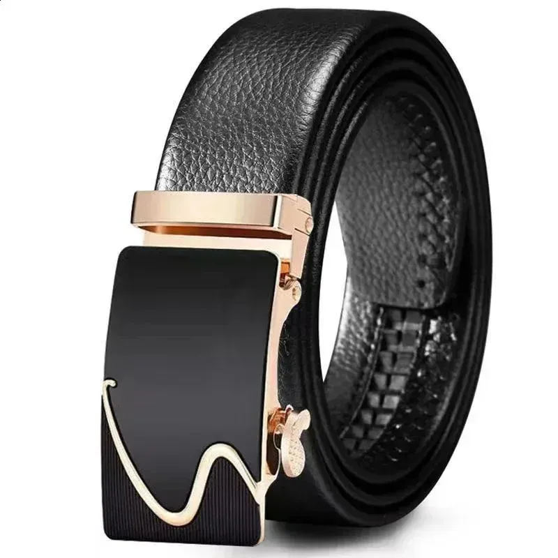Men's Genuine Leather Ratchet Belt  Adjustable Automatic Buckle  Dress,  Casual & Jeans Belt