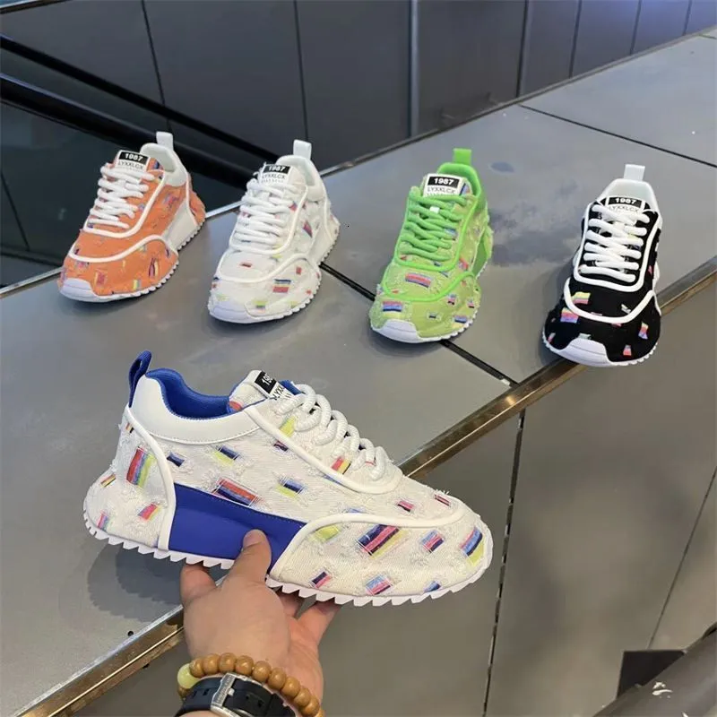 Herren-Sneaker mit Plateausohle für Frühling und Herbst – Trendige Mokassins mit farbenfrohen Streifen an der Sohle aus Canvas – Neu_voghion.com