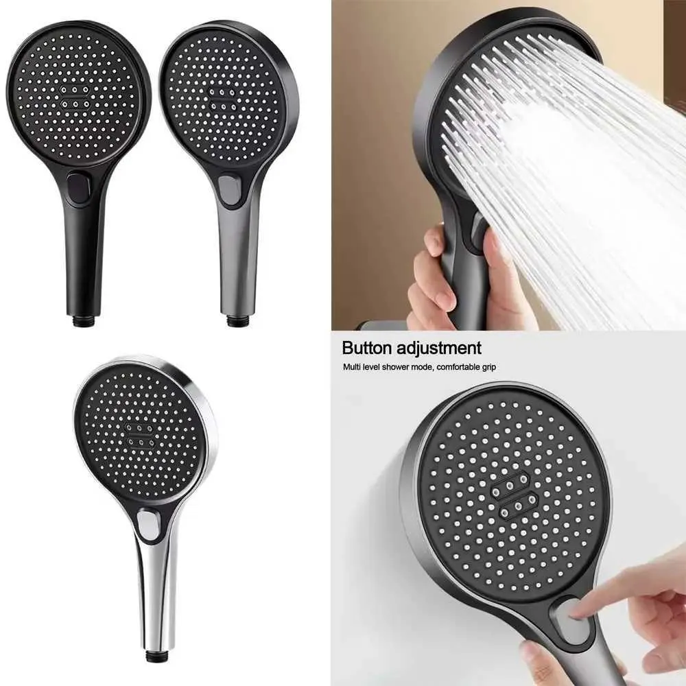 High Pressure Matte Black Shower Head With 3 Adjustable Modes And Water ...