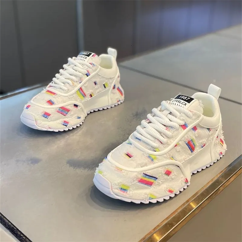 Herren-Sneaker mit Plateausohle für Frühling und Herbst – Trendige Mokassins mit farbenfrohen Streifen an der Sohle aus Canvas – Neu_voghion.com