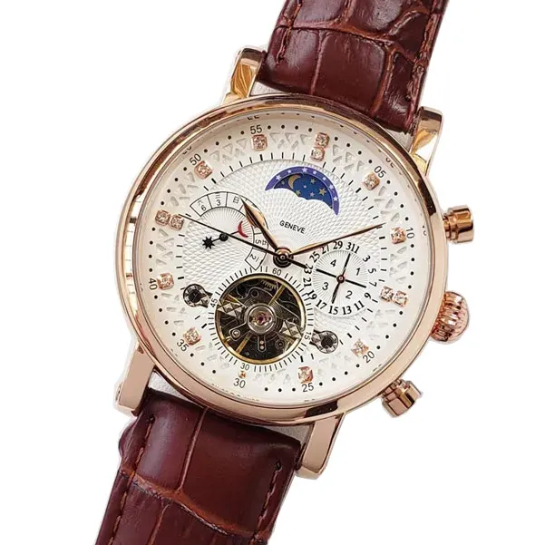 Herren Automatische Mechanische Uhr, Luxus Echtes Lederband