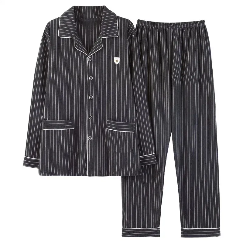 Plus Size Mens Cotton Dusty Blue Pajama Set With Long