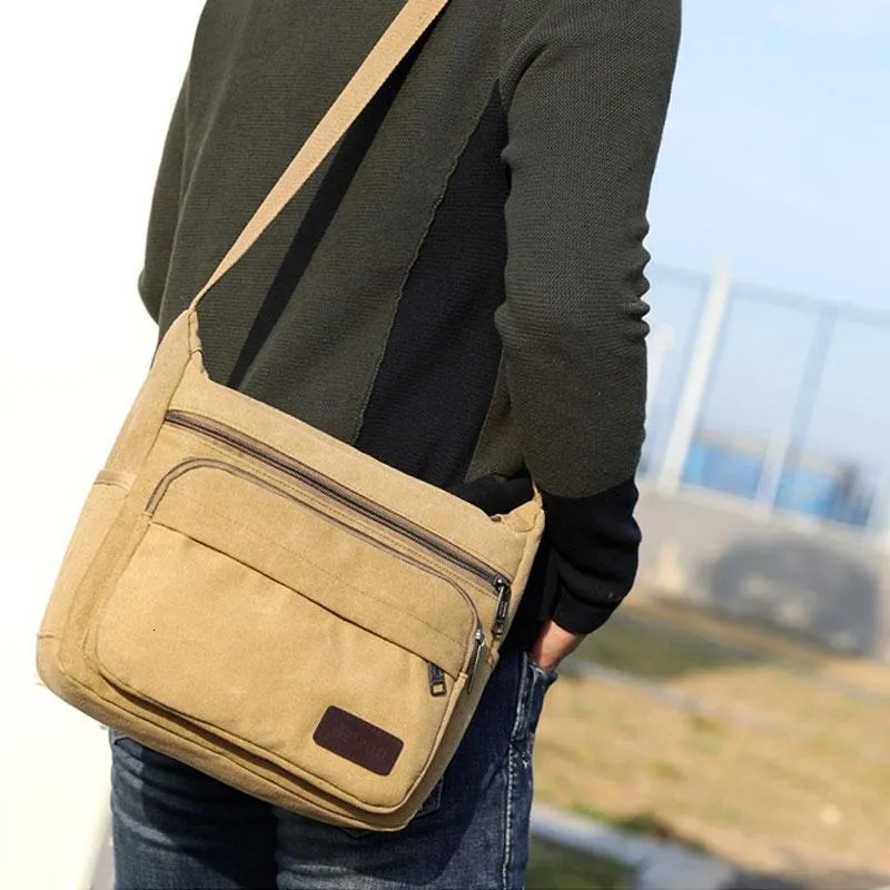 ONTOP Unisex Canvas Crossbody Bag - Trendy Shoulder Bag With Multiple Pockets For Men & Women - View #9